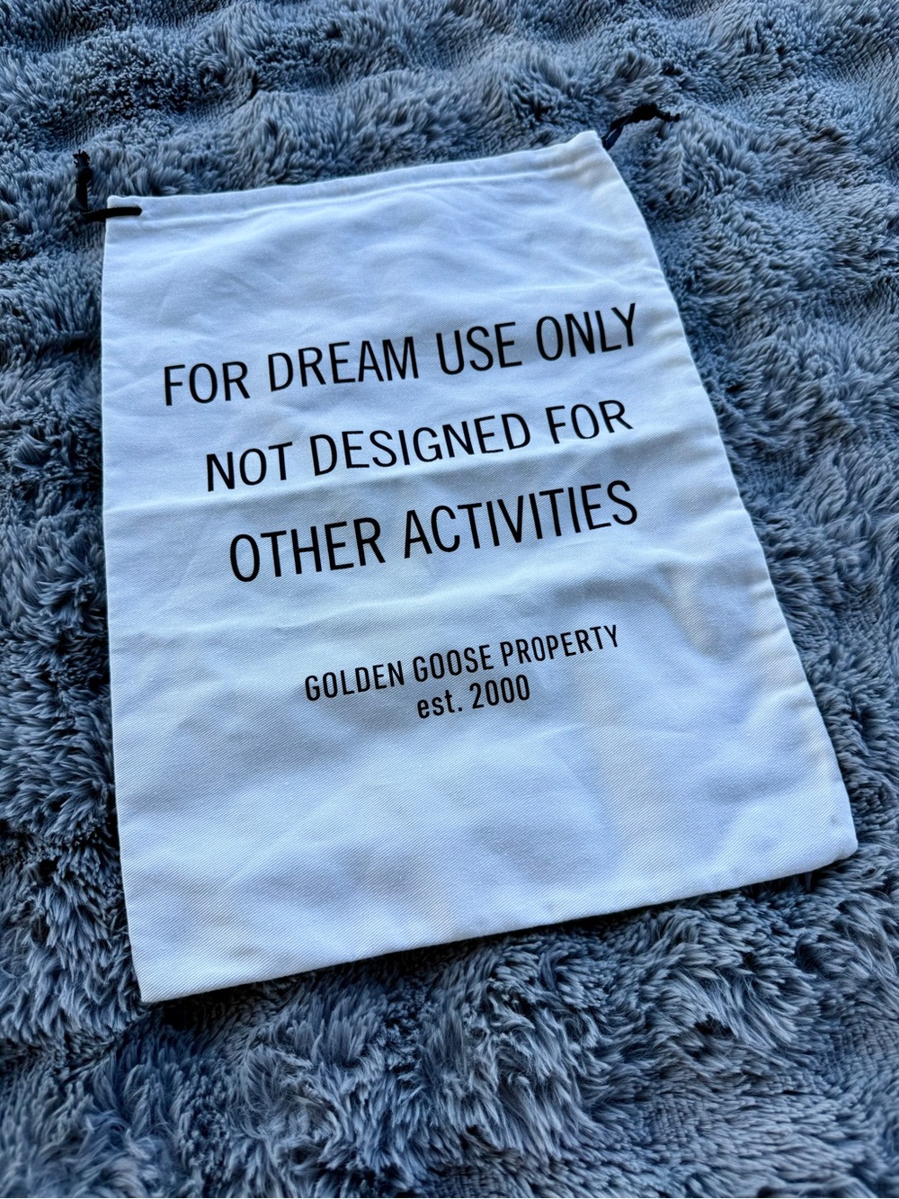 Golden Goose White Drawstring Dust Bag - 'For Dream Use Only'